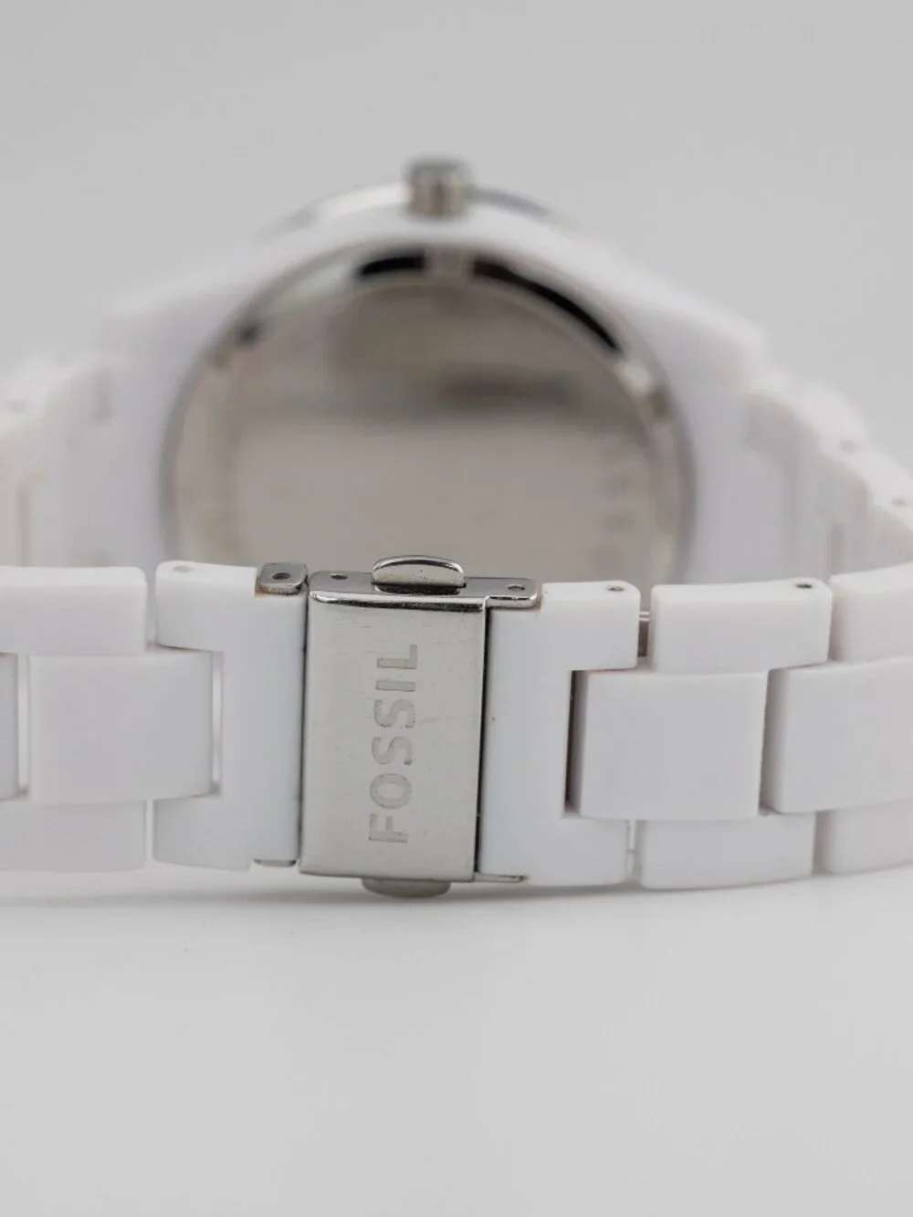 Fossil ES2444 Stella Glitz White Resin Quartz Analog Women's Watch New Battery